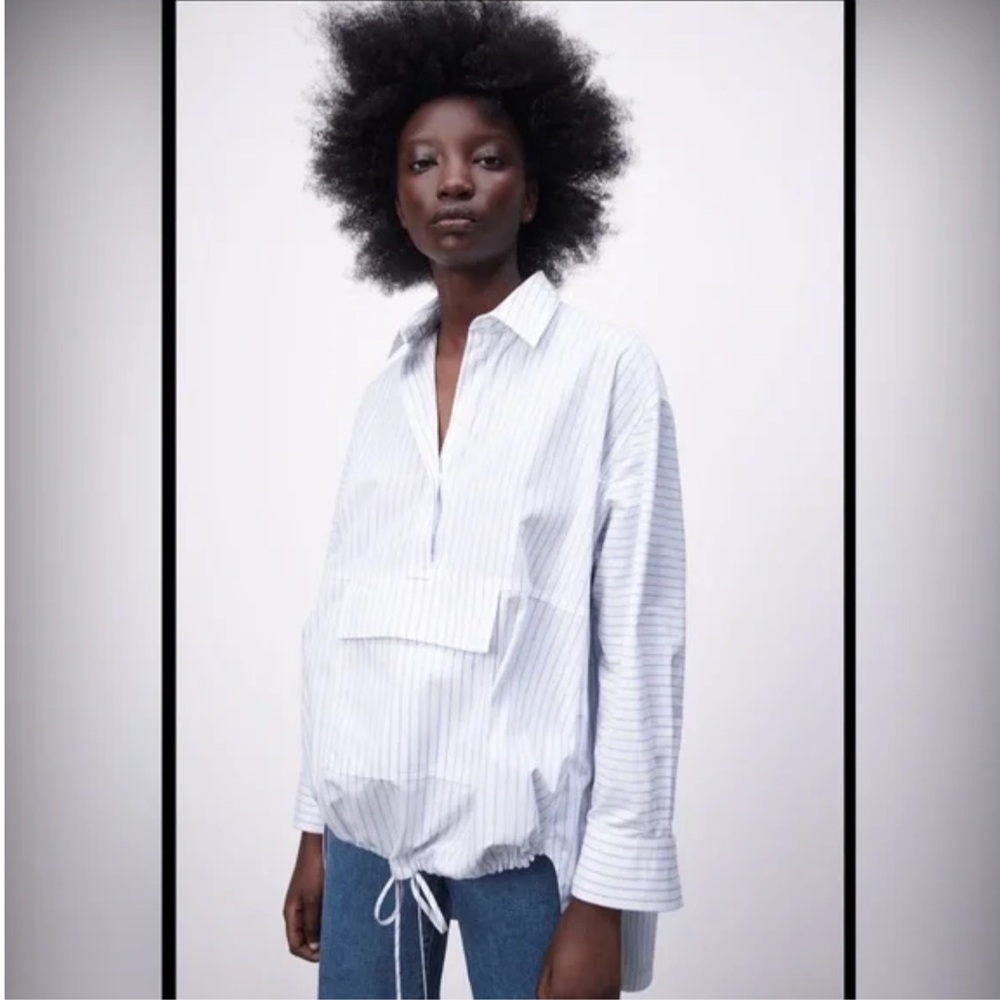 NWT Zara Oversized Popover Striped Shirt